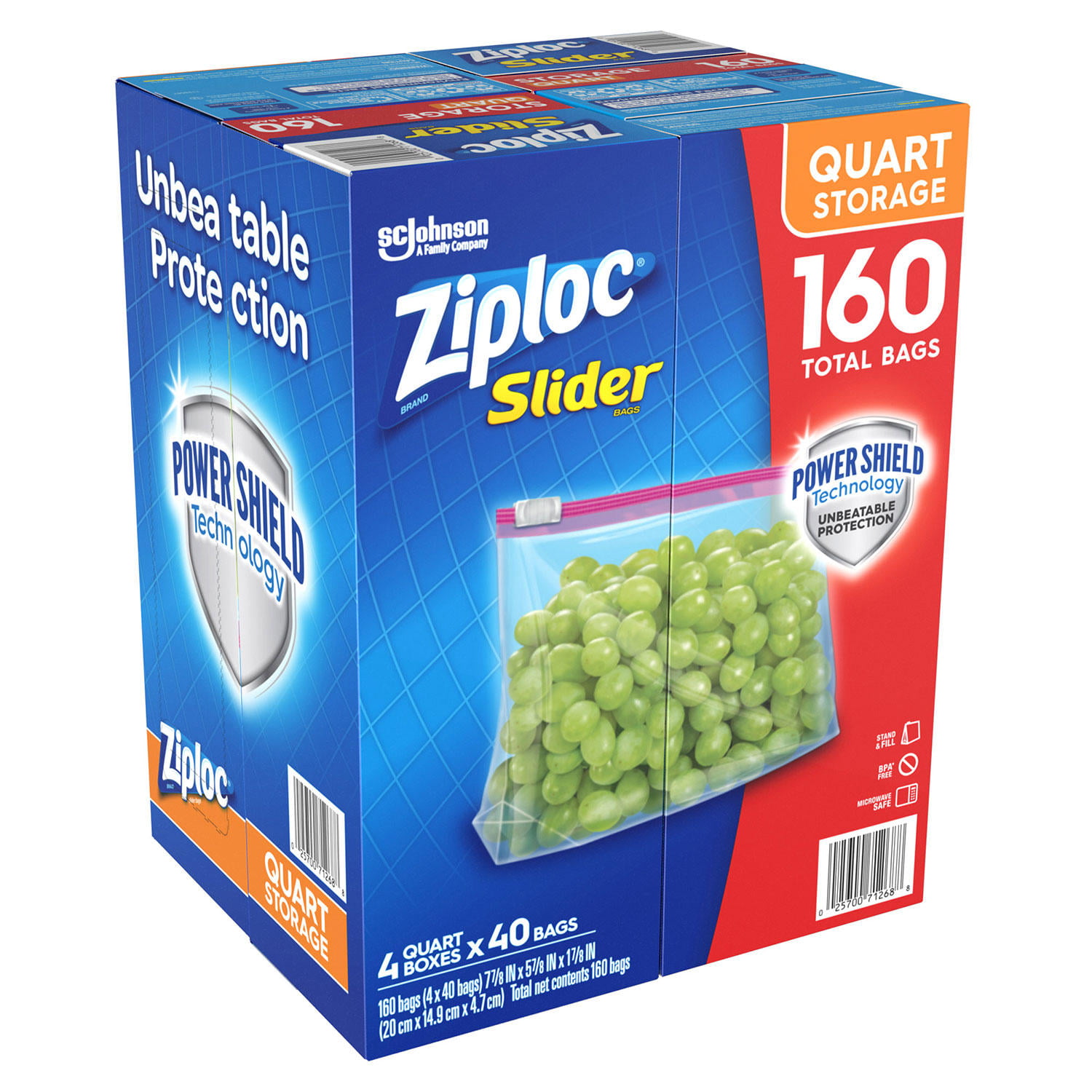 Ziploc 1-Qt. Slider Storage Bags, 160 pk.