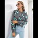 thumbnail image 5 of Suéteres de Punto con Estampado de Mariposas para Mujer, Informales, de Larga y Cuello Redondo Gris XL, 5 of 9