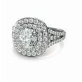 thumbnail image 2 of Split Shank Diamond Wedding Ring, Women Double Halo Diamond Ring, Pave Set Round Cut Diamond Engagement Ring, Cluster Daily Wear Anniversay Ring, 2.2 Ct Simulated Diamond, 925 Sterling Silver, 2 of 3