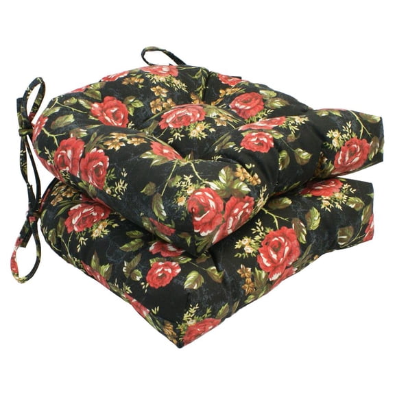 Blazing Needles 916X16US-T-2CH-ID-006 16 in. U-Shaped Tufted Chair Cushions, Midnight Rose - Set of 2