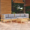 thumbnail image 1 of vidaXL 5 Piece Garden Lounge Set with Grey Cushions Solid Pinewood, 1 of 5