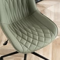 thumbnail image 5 of YOUNIKE Upholstered Desk Chair, Armless Computer Chair with Wheels，Modern Faux Leather Office Chair，Adjustable Swivel Rolling Chair，Adjustable Height，Suitable for Office, Home, Olive Green, 5 of 15