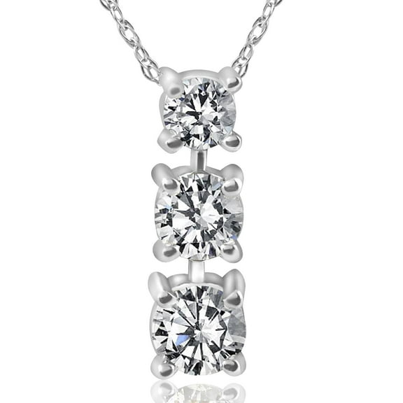 Pompeii 1/2ct 3-Stone Diamond Pendant 14k White Gold (G/H,I1)