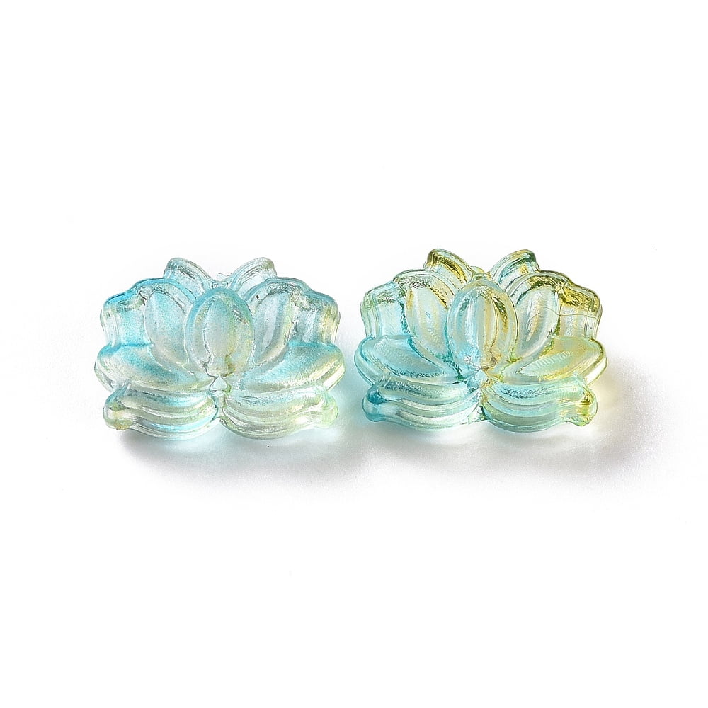 500pcs Transparent Acrylic Beads Two Tone Flower Mixed color 10.5x14.5x7.5mm Hole: 1.2mm