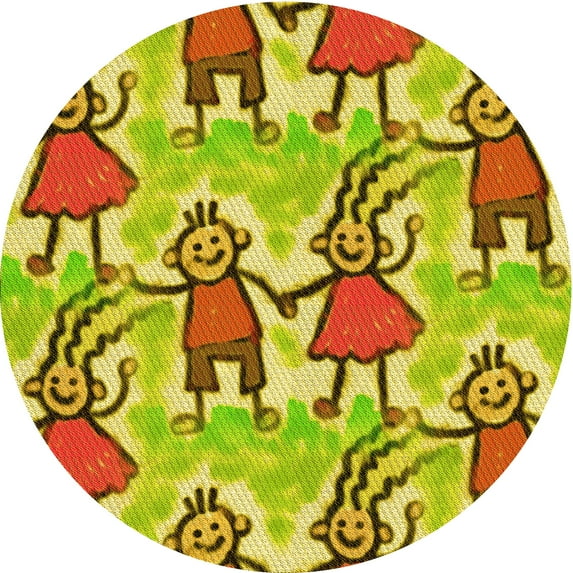 Ahgly Company Machine Washable Indoor Round Transitional Dark Bisque Brown Area Rugs, 3' Round