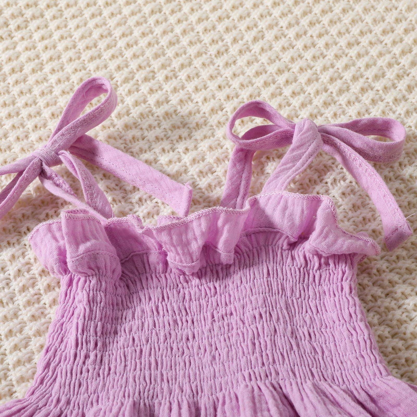 HUCOAE 3 Year Old Girl Outfits Baby Girl Clothes 12 Months Baby Toddler Girls Clothes Solid Color Sleeveless Camisole Linen Pants Set Baby Summer Outfits Purple 12-18 Months