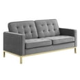 thumbnail image 2 of Modway Loft Gold Stainless Steel Leg Performance Velvet Loveseat in Gold Gray, 2 of 5