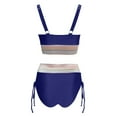 thumbnail image 5 of Siilsaa Women High Waisted Bikini Sets Tummy Control Swimsuits Color Block Two Piece Drawstring Bathing Suit Navy,XL, 5 of 5