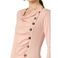 thumbnail image 7 of Allegra K Women's Cowl Neck Buttons Decor Long Sleeves Ruched Blouse, 7 of 7