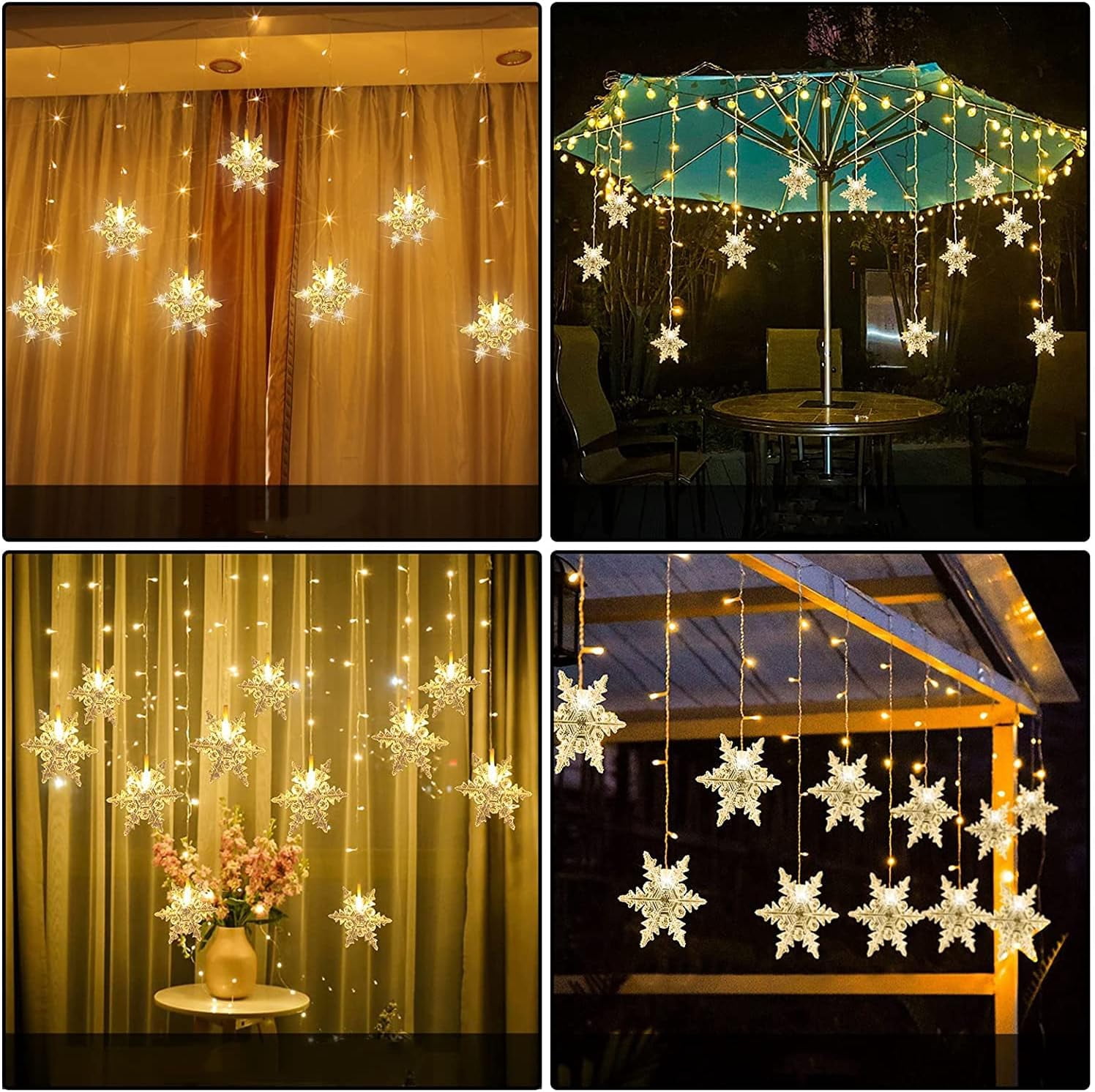 Christmas Curtain Lights, Plug in Fairy Curtain Lights Outdoor, 8 Modes Fairy Lights 11.5ft 96 LED String Lights for Bedroom Backdrop Wedding Party Xmas Indoor Decor (Warm White)