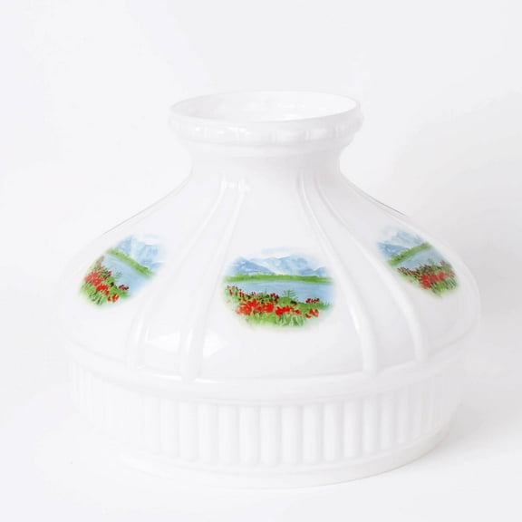 Aladdin Oil Lamp Shade Alpine Meadow, Opal White, Glass, 10 inch Base Fitter