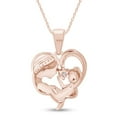 thumbnail image 4 of AFFY White Cubic Zirconia Mom Heart Pendant Necklace 14k Rose Gold over Silver, 4 of 5