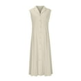 thumbnail image 5 of Vestido informal para mujer: largo con botones, cuello elegante, cómodo para el verano, lavable a máquina, 5 of 5