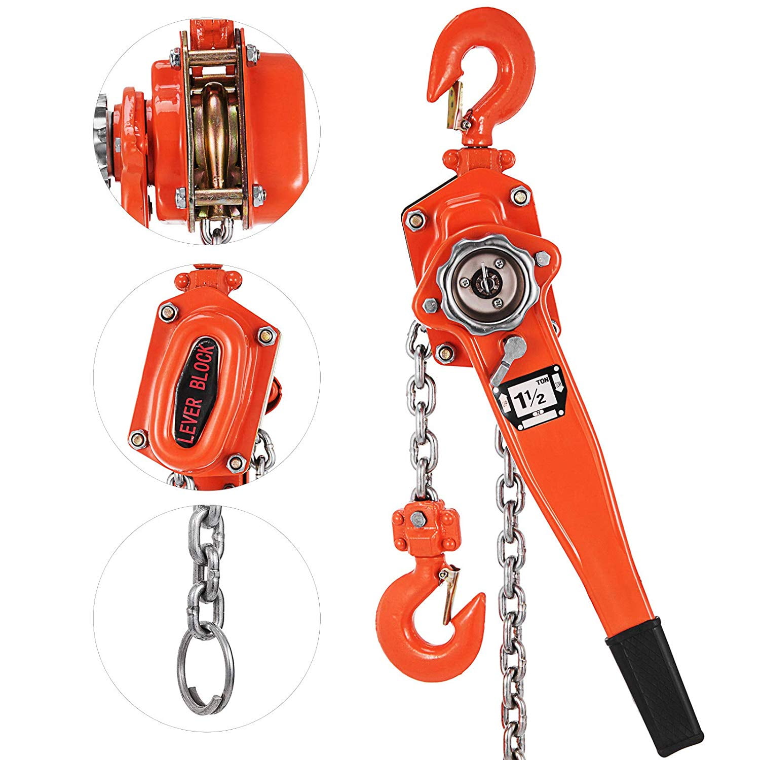 VEVOR 11/2 Ton Lift Lever Block Chain Hoist 5Feet Come Along Puller