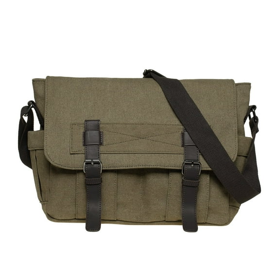 KAUKKO Canvas Vintage Messenger Bag Shoulder bag Leather Large Travel Crossbody bags for men women 14-inch Laptop