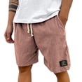 thumbnail image 2 of Men's Organic Stretch Corduroy Shorts Elastic Waist Drawstring Casual Summer Beach Lounge Shorts with Pockets Red 5XL, 2 of 6