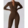 thumbnail image 2 of Fashion Zipper Long Sleeve Fitness Overalls Women Sportswear Quick-dry Gym Yoga Jumpsuit Black Sport Set Women One Piece Outfit, 2 of 6
