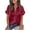 Wine, variant on Women Silk Satin Button Down Shirts Short Sleeve V Neck Work Office Blouse Business Casual Tunic Tops