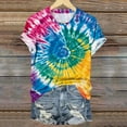thumbnail image 3 of Hvyesh Tie Dye T Shirts for Women Rainbow Shirts Funny Short Sleeve Tops Casual Going Out Blouses Tee, 3 of 5