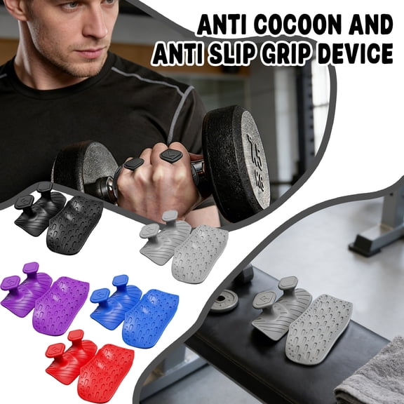 Red Silicone Hand Grips Sports Protective Gear For Fitness & Gym Training - With Anti-Slip Silicone Surface, Shock-Absorbing Cushioning, Palm & Wrist Support - For Weightlifters,