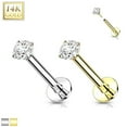 thumbnail image 2 of Push In Labret Ear Tragus Stud Natural Diamond 14K Solid gold 18G, 2 of 2