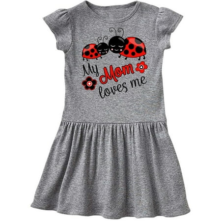 

Inktastic My Mom Loves Me with Cute Ladybugs Gift Toddler Girl Dress