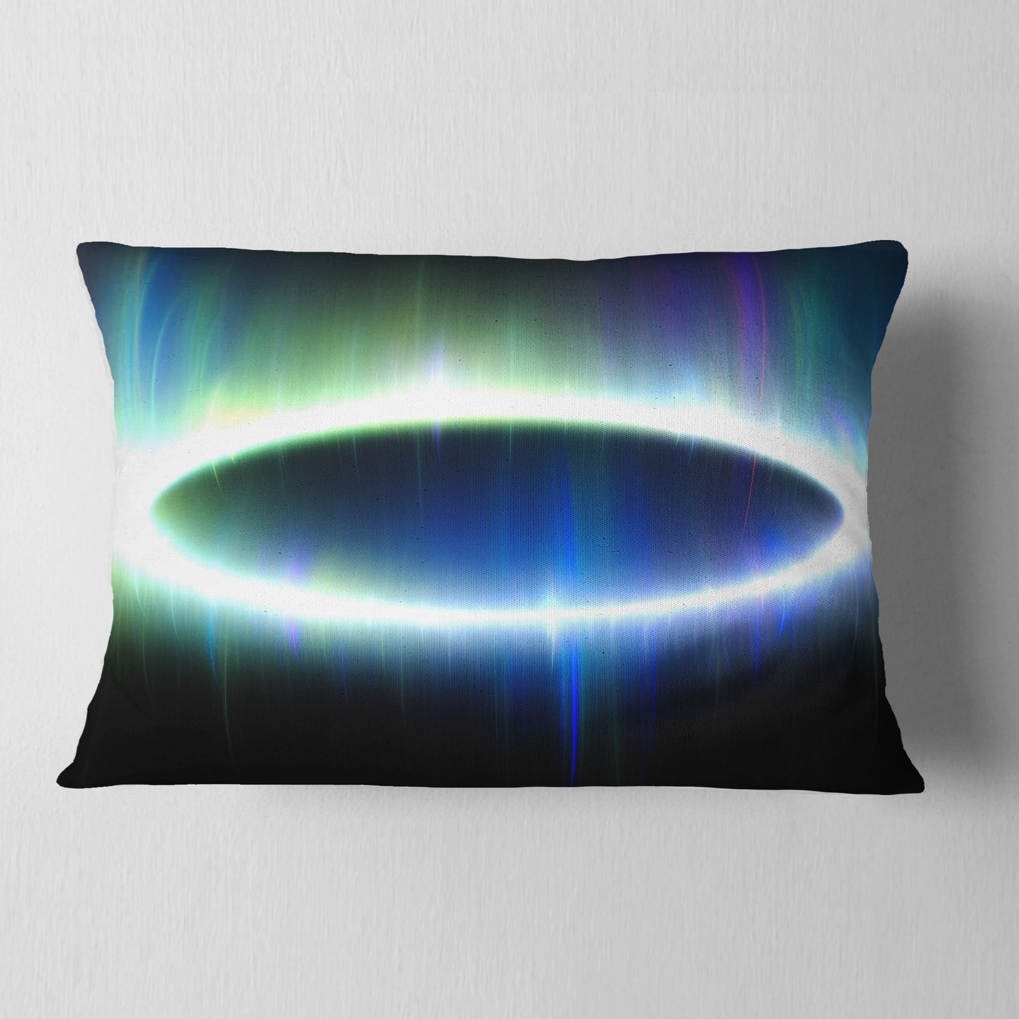 Designart Large Blue Oval Fractal Light - Abstract Throw Pillow - 12x20