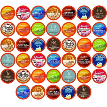 Two Rivers Coffee Assorted Decaf Flavored Coffee Pods Variety Pack for Single-Serve Brewers, 40 Ct