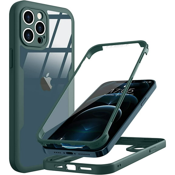 Compatible with iPhone 12 Pro Max Case Full Body Clear Design with Built-in Screen Protector Shockproof Anti-Scratch Rugged Case 360 Protective Cover for iPhone 12 Pro Max 6.7 inch, Black