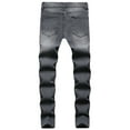 thumbnail image 2 of Lamuusaa Men Casual Jeans, Solid Color Long Trousers with Broken Holes, S/ M/ L/ XL/ XXL/ XXXL, 2 of 9