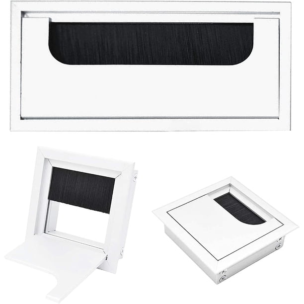 Ojal para mesa de escritorio, 3 uds., ojal cuadrado para escritorio, ojales para escritorio de ordenador, ojal para ordenador de aluminio, 2 uds. 80X80mm + 1 Uds. 80X160mm para Cable de mesa de e