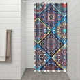 thumbnail image 3 of Small Stall Narrow Shower Curtain 36"W x 72"L – Tropical Bohemian Leaves, Mid-Century Abstract Boho Botanical Bathroom Decor, Vintage Floral Palm Leaf Pattern, Rustic Tribal Folk Style, 3 of 5