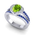 thumbnail image 2 of Diamond-Capitals 2.35 Carat Oval Cut Peridot & Blue Sapphire Gemstone Beautiful Wedding Ring for Ladies in Solid 18K White Gold Size 7, 2 of 8
