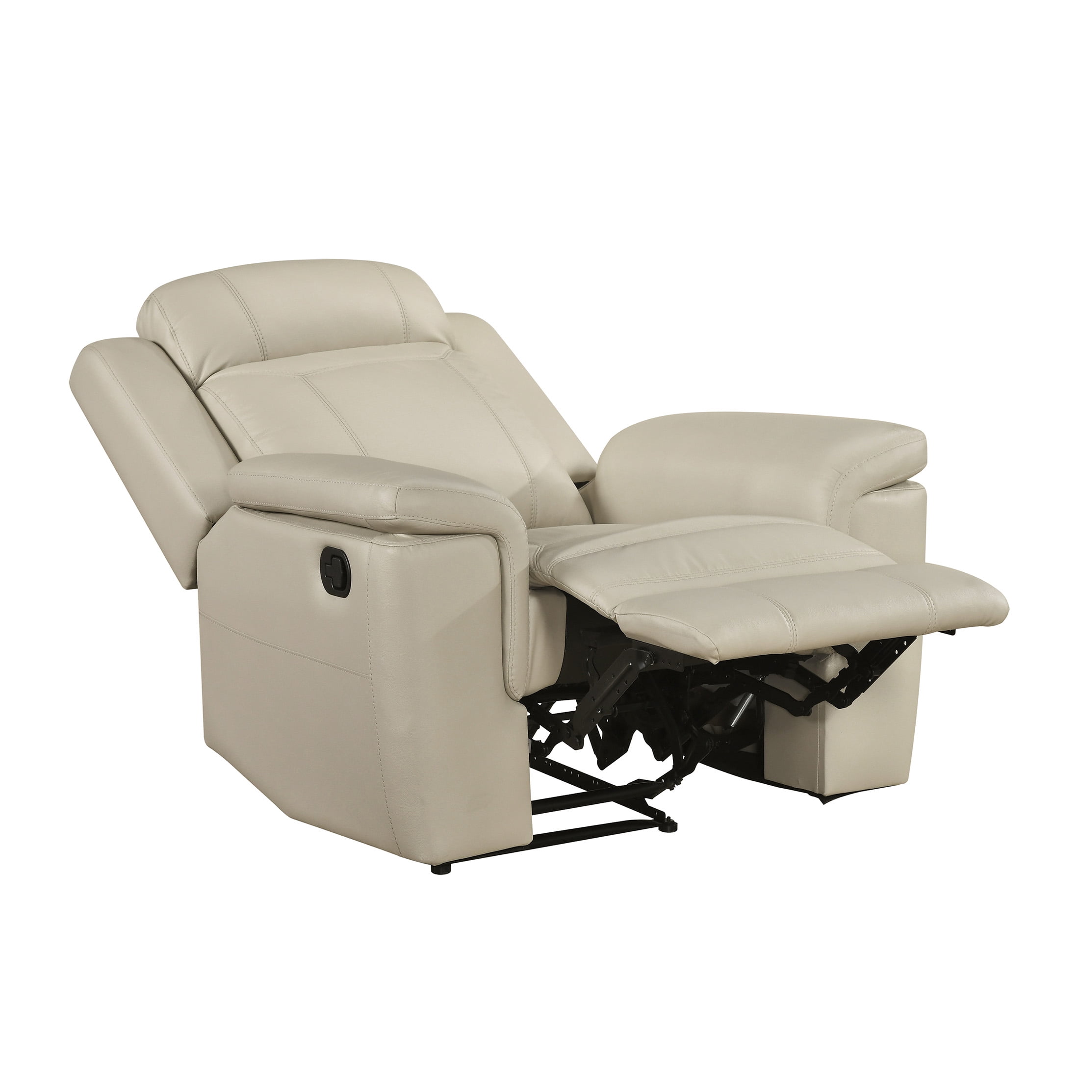 OakvillePark Livaro Leather Match Manual Reclining Chair, Beige