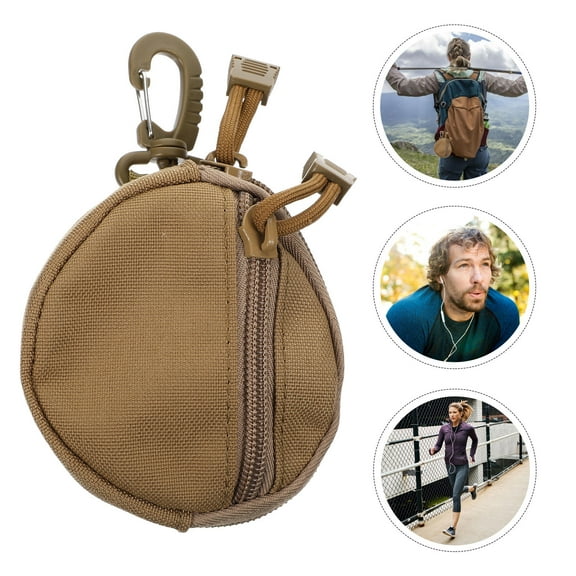 RENACLIPY Zippered Utility Pouch for Belts and Backpacks, Sports Running Cycling Gear Bag, Brown Color