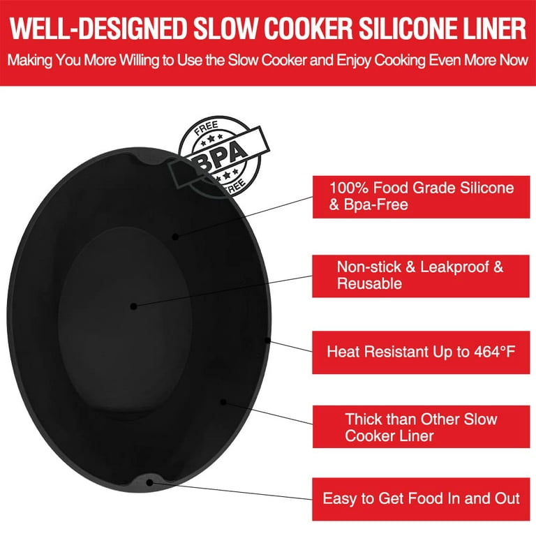 iArtker Silicone Slow Cooker Liner fit 7-8 Quart, Thickened Foldable  Crockpot Liners Oval Crock-Pot, Reusable Leakproof Crock Pot Liner BPA Free