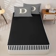 thumbnail image 4 of Homewish Initial D Letter Zipper Full Size Comforter Sets with Fitted Sheet and 2 Pillowcases for Kids, Abstract Lines Zipper Bedding Set, Black Reversible, 4-Piece, 4 of 6