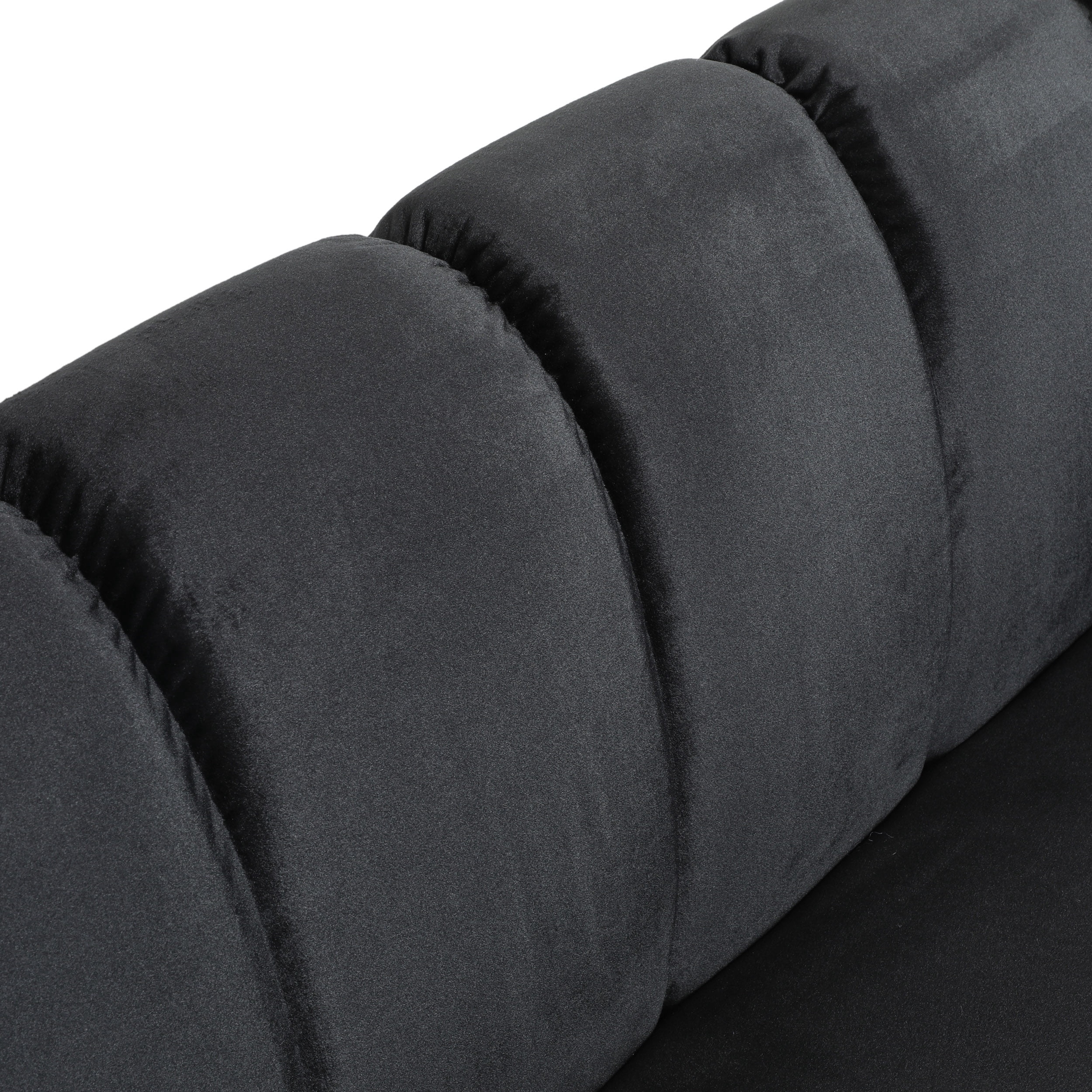 Noble House Hildred Velvet Channel Stitch Sofa, Black, Dark Brown
