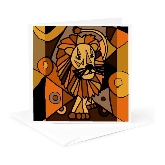 3dRose, Awesome Prowling Lion Art, 1 Greeting Card with envelope