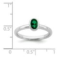 thumbnail image 5 of 925 Sterling Silver Stackable Expressions Oval Created Emerald Ring Size: 10; for Adults and Teens; for Women and Men, 5 of 5
