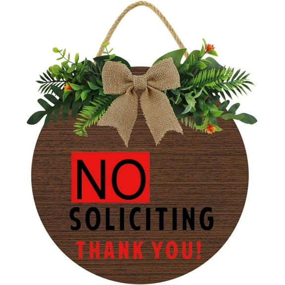 Eveokoki 12" Do Not Ring Doorbell Sign, No Soliciting Thank You 015 Door Wood Sign for All Seasons Home Front Porch Door Decoration with Buffalo Plaid Bow