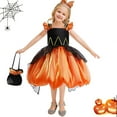 thumbnail image 2 of Girls Pumpkin Witch Halloween Costume Birthday Party Fancy Dress WIth Bag, 2 of 7