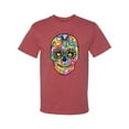 thumbnail image 2 of Wild Bobby Dean Russo Colorful Sugar Skull Streetwear Men Graphic Tee, Vintage Heather Red, Medium, 2 of 5
