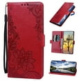 thumbnail image 1 of for Samsung Galaxy A22 5G 6.6 inch Case,Premium PU Leather Wallet Case Cat and Flowers Embossed with Wrist Strap Card Slots and Kickstand Flip Cover for Samsung Galaxy A22 5G,Red, 1 of 13
