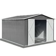 thumbnail image 3 of Outdoor Waterproof Storage Shed, 10 x 8Ft Gable Sloping Roof Storing Tools Metal Shed with Double Door, 3 of 8