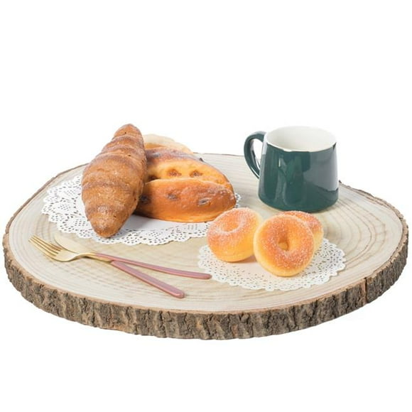 18 in. Dia. Barky Natural Wood Slabs Rustic Ornament Slice Tray Table Charger