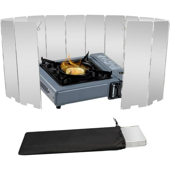 Stove Windscreen, 16 Plates Aluminum Stove Windshield with Drawstring Bag, for Camping, Butane Stoves(16 Plates)