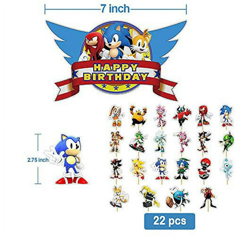 Sonic Cake Toppers Cupcake Toppers 25Packs,Sonic Birthday Party