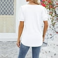 thumbnail image 3 of Women's Fashion Casual Solid Color Women's V Neck Button Wooden Ear Edge Short Sleeved T Shirt Top Women Short Sleeve Tops Loose Fit Womens Top Apparel T Shirt Women Shirts Summer Tee Shirts Women, 3 of 6
