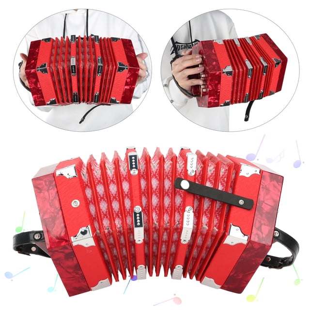 Concertina Accordion, Professional 20 Botones De Concierto Acordeón Con Suministros De Instrumentos Musicales Para Principiantes Para Principiantes